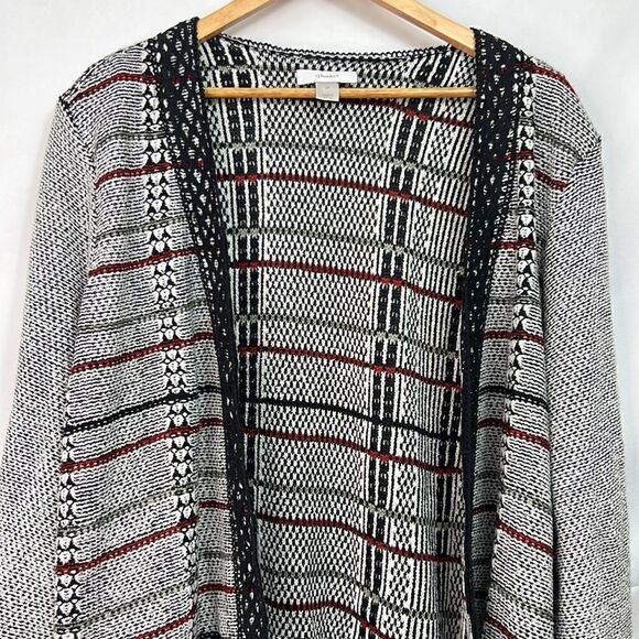 Cj Banks Fringed black and white open cardigan size 2X EUC - Picture 2 of 10